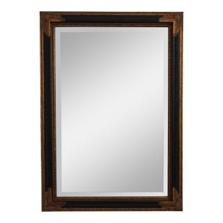 Regency Ebonized Black & Gold Beveled Wall Mirror For Sale