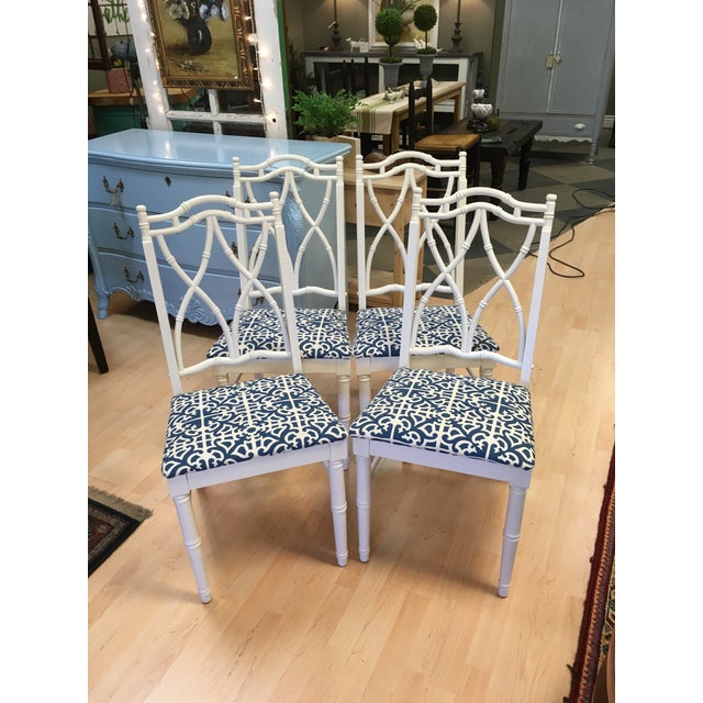1950s Vintage Faux Bamboo White Dining Chairs Set of 4 Chairish
