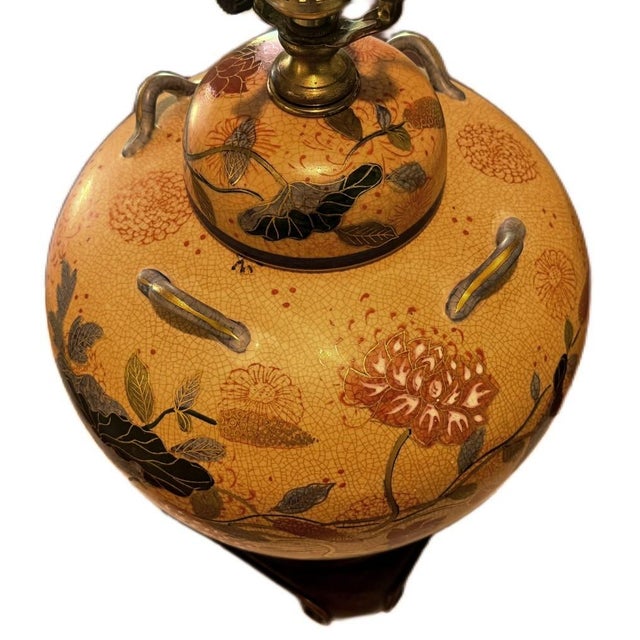 Japanese Vintage Mid-Century Japanese Satsuma Porcelain Ginger Jar Table Lamp For Sale - Image 3 of 7