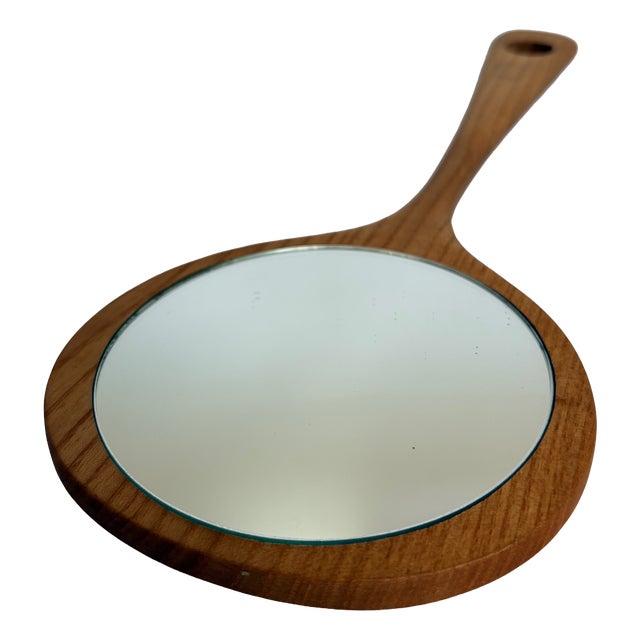Hand Mirror in Oak, 1950s For Sale
