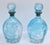 Union Porcelain Works Mid-20th Century American Blown Glass Flasks Decanter Bottles Friendship Horn of Plenty Blue Amber - Set of 3 For Sale - Image 4 of 18
