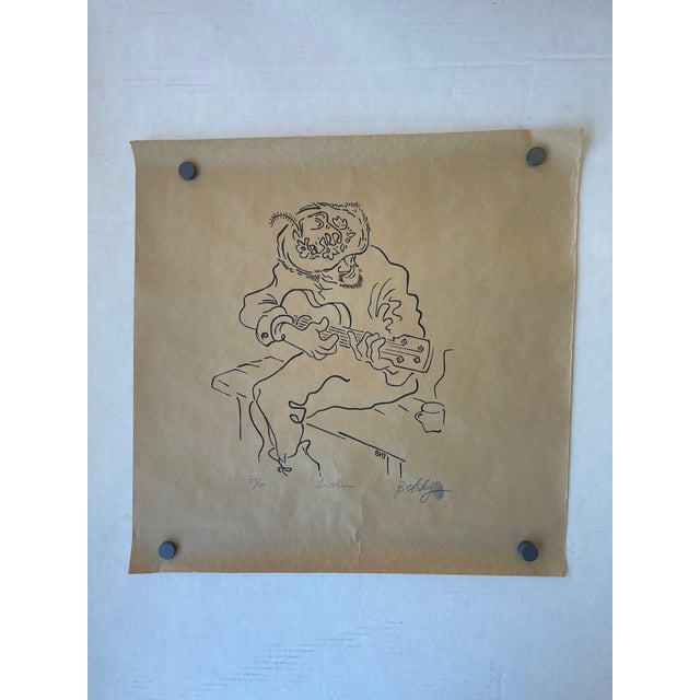 Abstract Signed Limited Edition Print "Luther" by Belsky - Abstract Guitar Player, Numbered 39/100. For Sale - Image 3 of 7