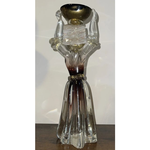 Mid 20th Century Salviati Murano Glass Sculpture – Folk Girl With Basket, Aventurine & Latticino, 1960s For Sale - Image 5 of 11