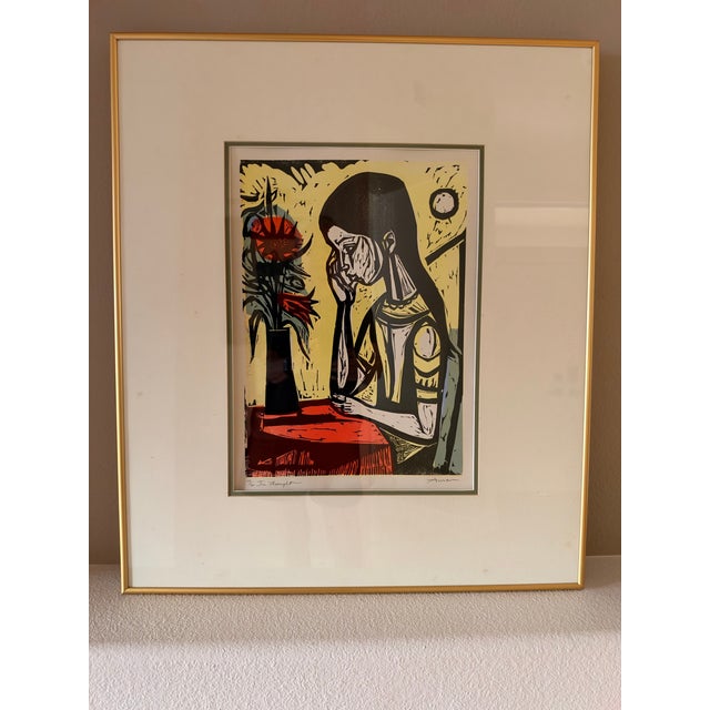 A striking mid-century color woodcut by Irving Amen (1918–2011), the New York-born artist renowned for his bold, richly...