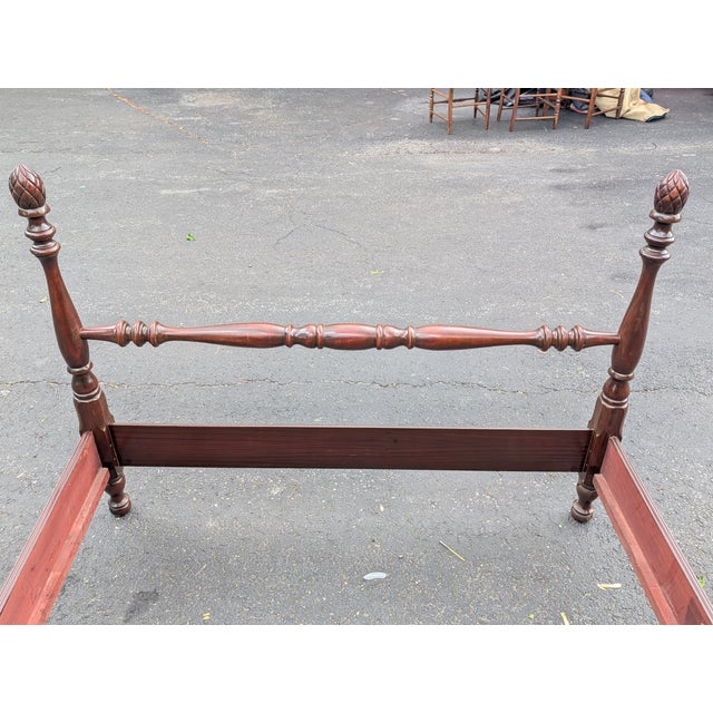 1950s Mid Century Colonial Full Size Pineapple Four Post Bedframe For Sale - Image 11 of 12