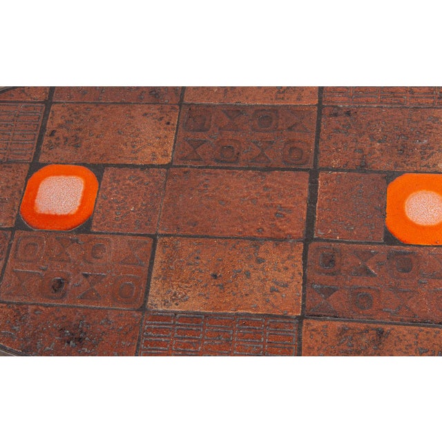 Maroon Coffee Table in Lava Stone, Ceramic and Steel by Jean Jaffeux, 1960s For Sale - Image 8 of 10