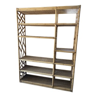 Vintage Boho Chic Bamboo Bookcase For Sale