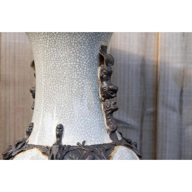 Large Antique Chinese Qing Dynasty Crackle Glaze Porcelain Vase, 1800s For Sale - Image 10 of 18
