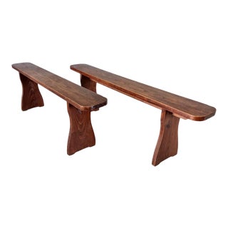 Rustic French Antique Farmhouse Benches- a Pair For Sale