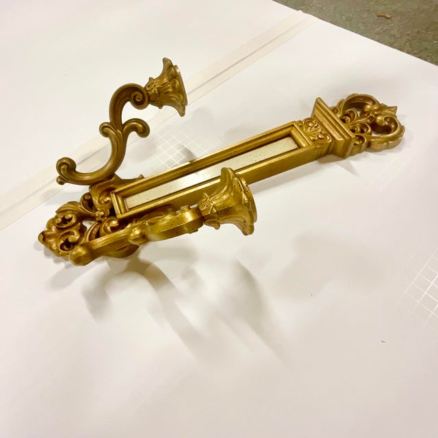 Bronze 1969 Vintage Neoclassical French Empire Style Syroco Candle Holder Sconce, 2 Arm. For Sale - Image 8 of 10