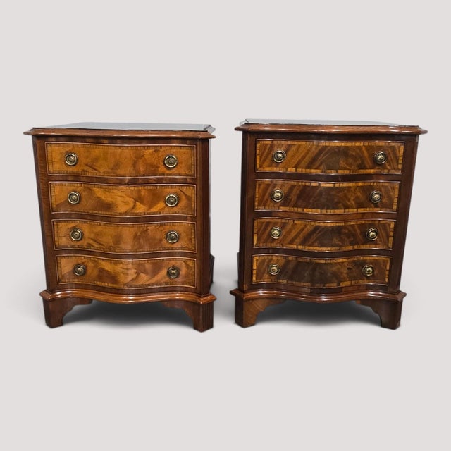 Serpentine Mahogany Bedside Lamp Chests of Drawers, 1920, Set of 2 For Sale - Image 11 of 11