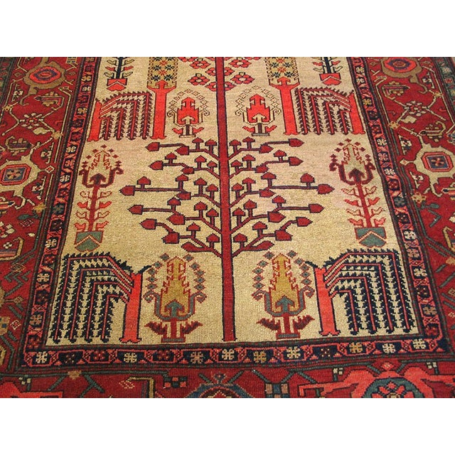 Charming Ivory Background and Red Border With Allover Pattern Antique Persian Rug For Sale In New York - Image 6 of 8