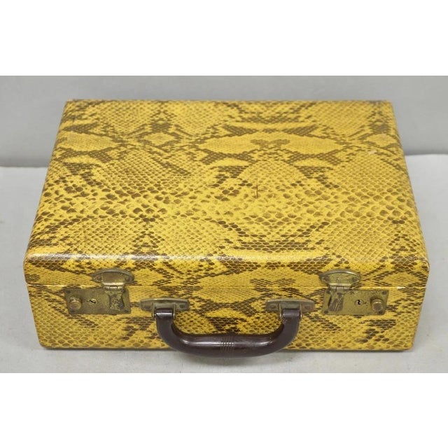 Vintage Mid Century Modern Faux Python Snakeskin Travel Toiletry Case Suitcase For Sale In Philadelphia - Image 6 of 16