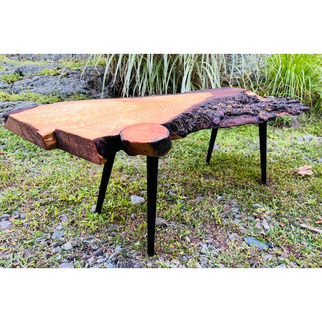 2020s Mid Century Style Live Edge Coffee Table For Sale - Image 5 of 10