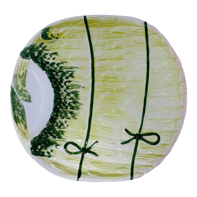 Vintage Casafina Portuguese Majolica Asparagus Serving Platter, 12" For Sale