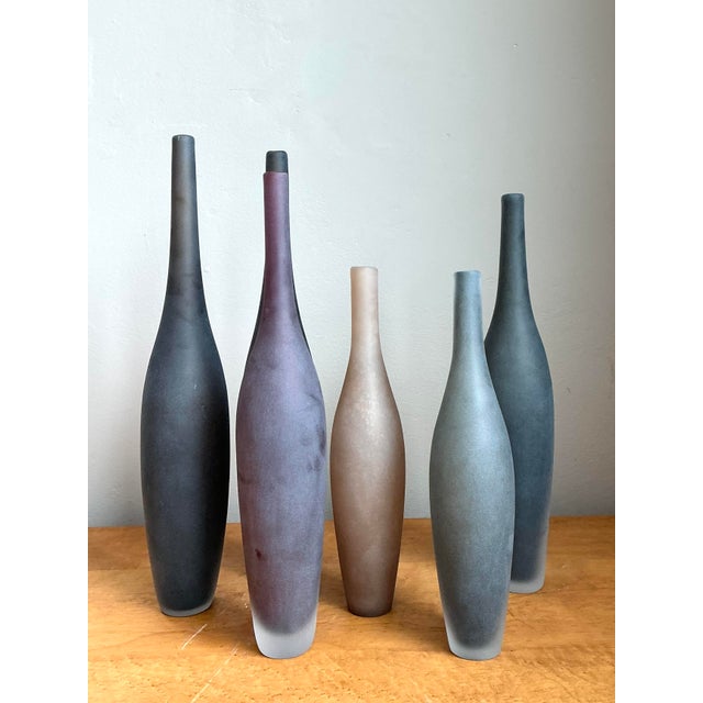 Mid-Century Modern Vintage Italian Signed Art Glass Vases - Set of 6 For Sale - Image 3 of 12