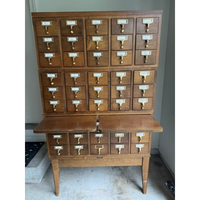 Vintage Mid Century Modern 45 Drawer Gaylord Library Card Catalog Cabinet With 2 Pull Out Shelves For Sale - Image 15 of 15