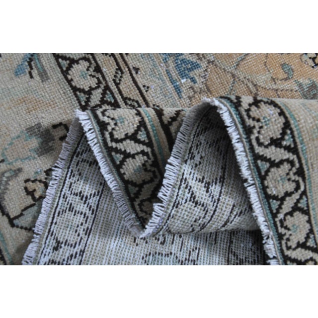 1970s Vintage Persian Handmade Wool Cotton Light Brown Area Rug For Sale - Image 10 of 11