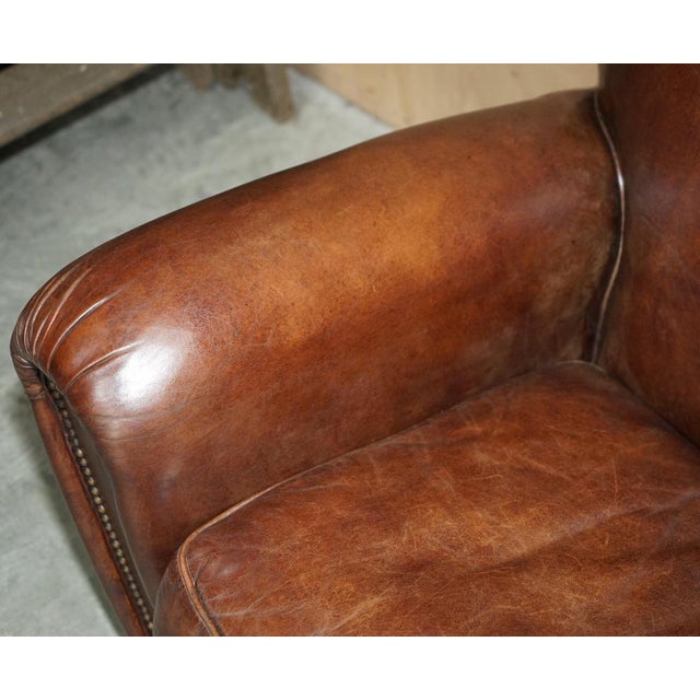 Animal Skin Vintage Chesterfield Sofa in Brown Leather from Halo For Sale - Image 7 of 17