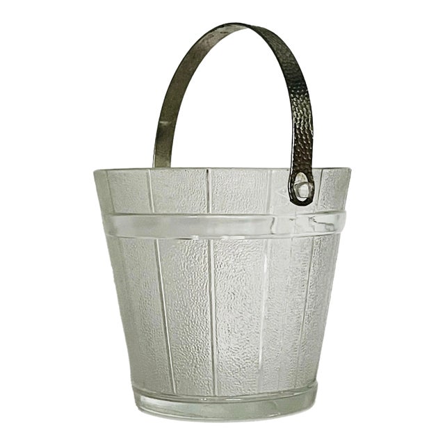 Mid 20th Century Glass Faux Wood Ice Bucket For Sale