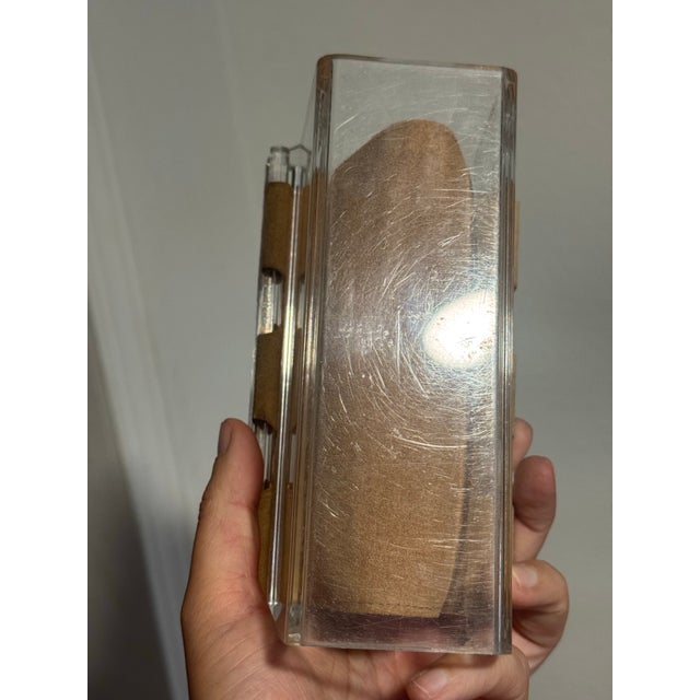 Transparent Vintage Acrylic & Leather Eyeglass Desk Organizer For Sale - Image 8 of 10