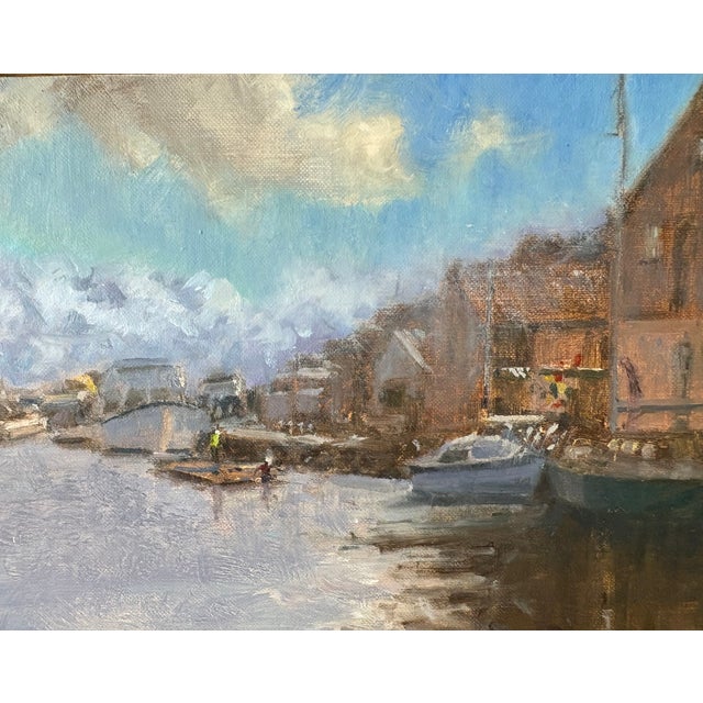 Contemporary British Oil by Listed Artist “Winter on Exeter Quay”, Framed For Sale In Houston - Image 6 of 9