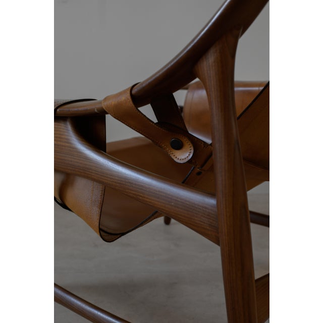 Attributed Liceu De Artes E Oficios Cognac Leather Lounge Chair and Ottoman, Brazil 1960s For Sale - Image 11 of 16