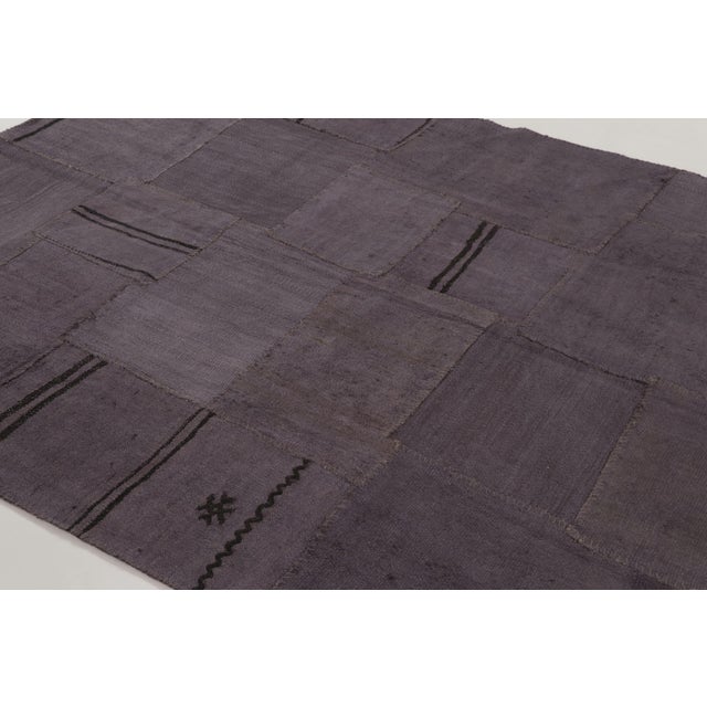 1950s Vintage Turkish Patchwork Rug in Black and Purple With Subtle Geometry - Rug & Kilim For Sale - Image 5 of 10