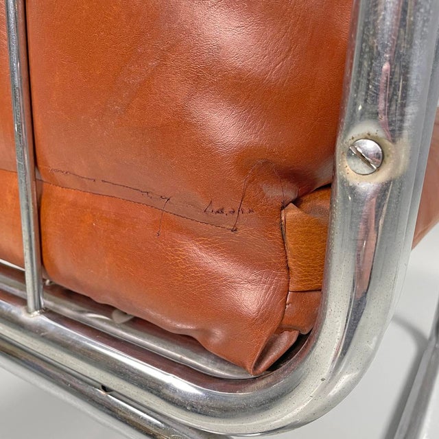Modern Italian Brown Faux Leather and Chromed Metal Chairs, 1970s, Set of 2 For Sale - Image 13 of 18