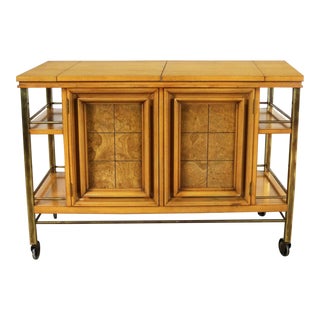 Mid Century Modern Rolling Flip Top Bar Cart Attributed to J. L. Metz Contempora Line For Sale