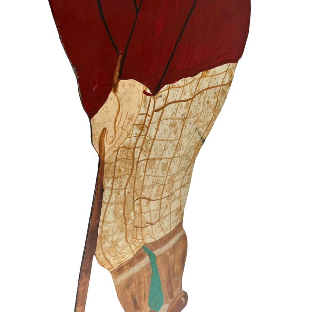 Vintage Folk Art Golfer Umbrella Stand | Hand-Painted Cast Iron Caddie Figure For Sale - Image 12 of 18