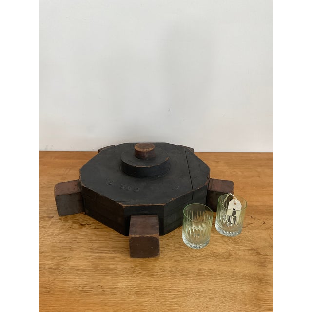 Early 20th Century Large Industrial Wooden Factory Mold With Blackened Patina For Sale - Image 10 of 10