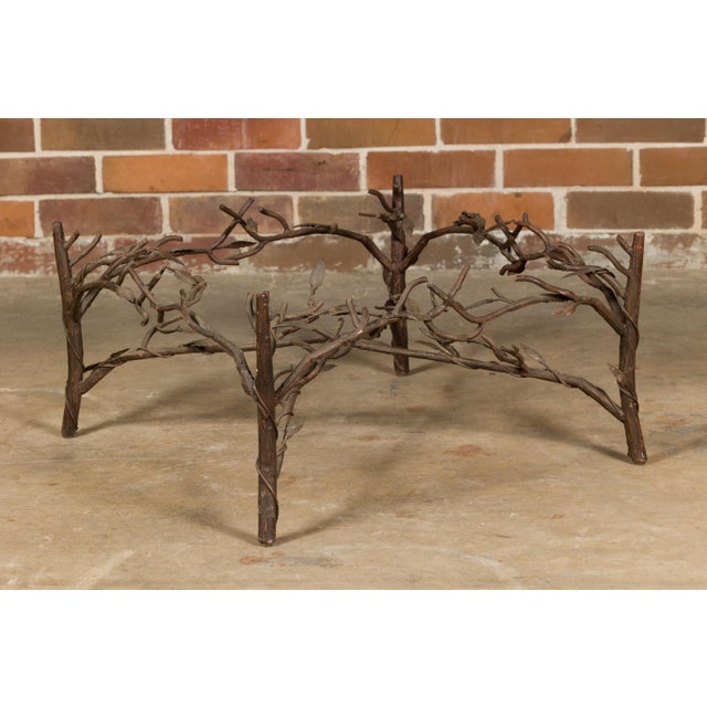 Midcentury French Iron Twig Coffee Table Base with Cross Stretcher For Sale In Atlanta - Image 6 of 12