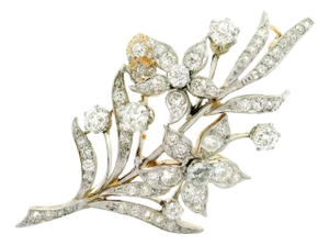 Antique Diamond 14k Gold Floral Brooch