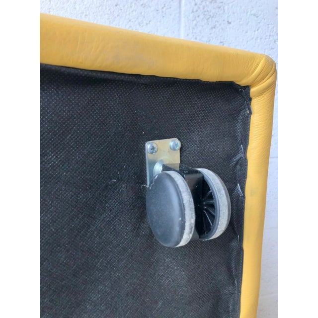 Animal Skin Contemporary Leather Ottoman With Casters. For Sale - Image 7 of 9