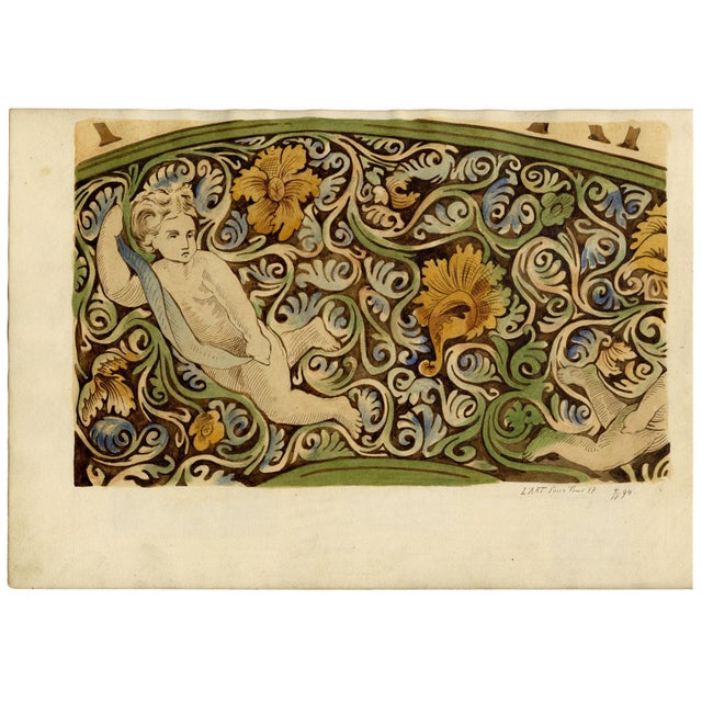 Josef Kott, Decorative Frieze with Acanthus & Putti, 1800s, Paper For Sale - Image 5 of 9