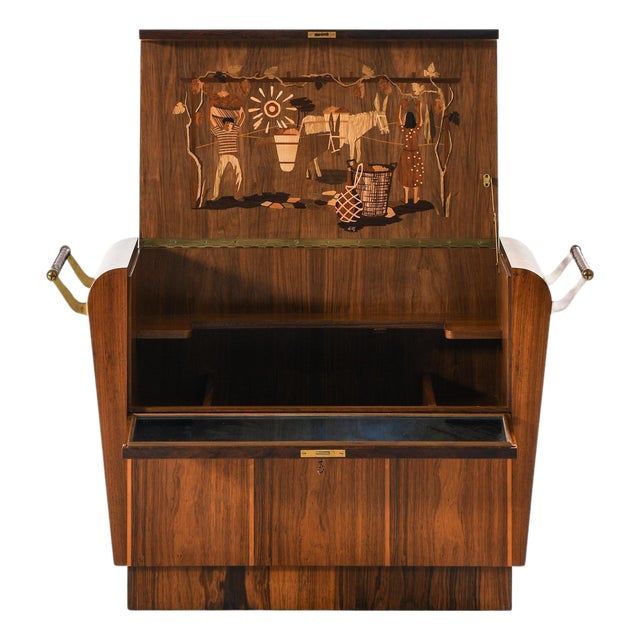 Bar Trolley in Brass and Rosewood from Erik Matsson, 1930s For Sale