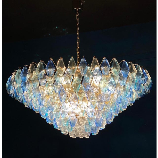 Sapphire Colored Murano Glass Poliedri Chandelier For Sale - Image 9 of 15