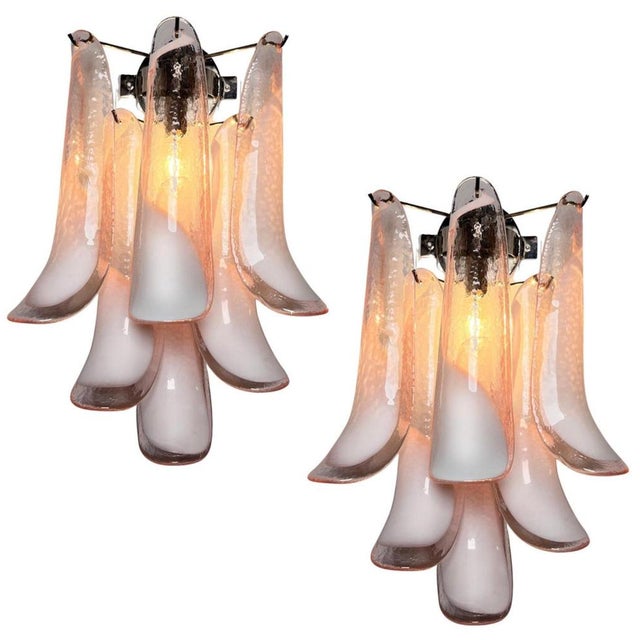 Italian Petal Murano Sconces, 1980s, Set of 4 For Sale - Image 6 of 9