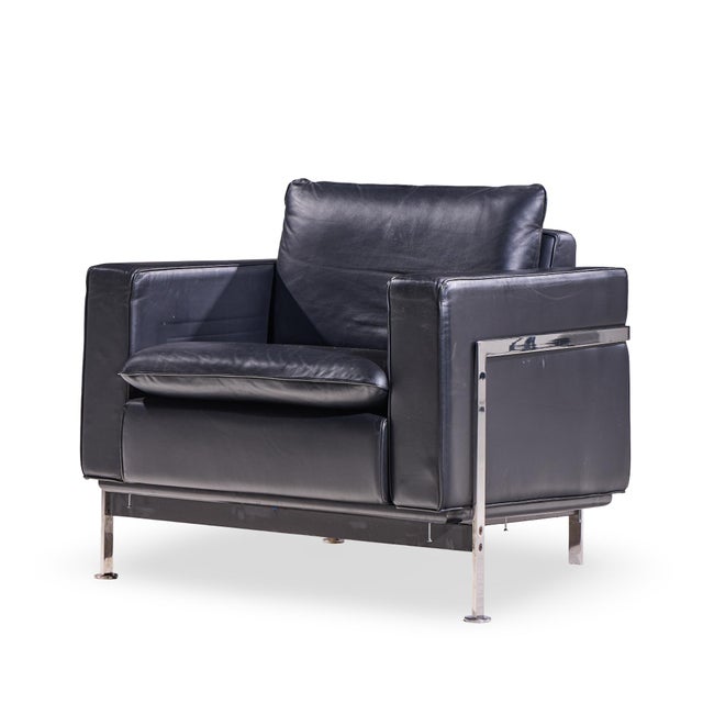 Robert Haussmann for De Sede Mid Century Black Leather Chairs - Pair For Sale In Chicago - Image 6 of 12