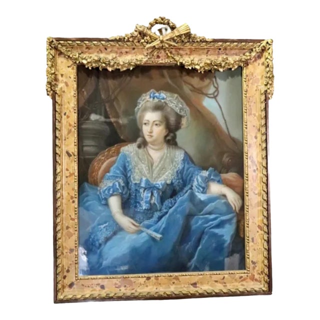 Early 1900s Antique French Pastel Painting in a French Frame For Sale