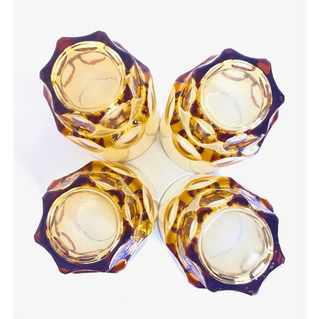 Vintage Hazel-Atlas Reflection Amber Thumbprint Set of 5 – Pitcher & 4 Tumblers For Sale - Image 11 of 12