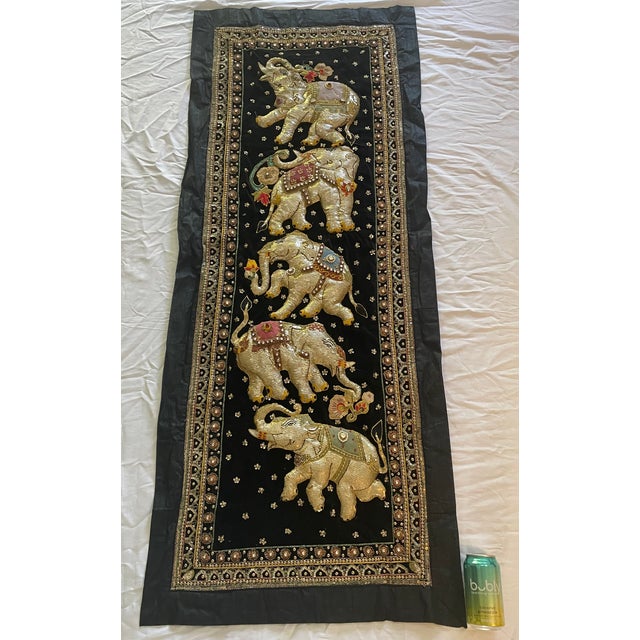 A striking, large-scale vintage vertical Burmese Kalaga tapestry crafted during the late twentieth century. This authentic...