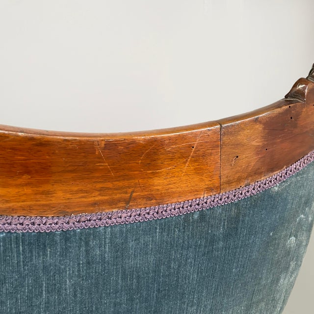 Italian Louis XVI Style Sofa in Light Blue Velvet and Wood, 1930s For Sale - Image 11 of 18