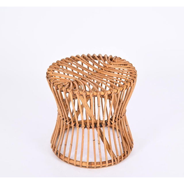 Mid-Century Italian Bamboo and Rattan Stool from BBB Boncina, 1960s For Sale - Image 9 of 15