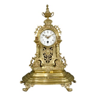 Vintage Louis XVI Style Bronze Mantel Clock, 1950s For Sale