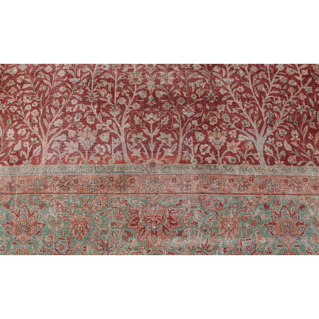 Antique Indian Amritsar Rug With Tree of Life Design in Rich Reds 9'10 X 14'7 For Sale - Image 10 of 12