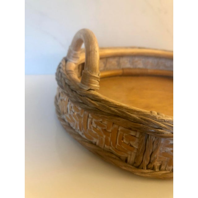 1970s 1970s Oval Wicker Rattan Basket With Handles For Sale - Image 5 of 9