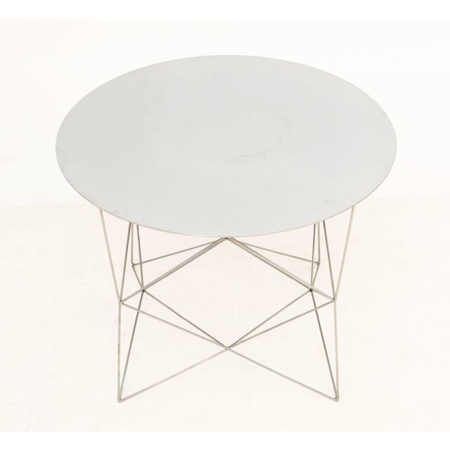 Modern Modern Mirror Polished Stainless Steel Circular Side Table For Sale - Image 3 of 7