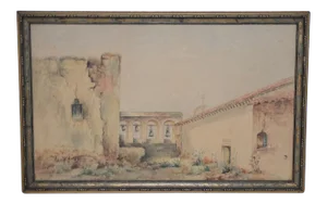 Marie A. Ney "California Mission" Watercolor C.1890s